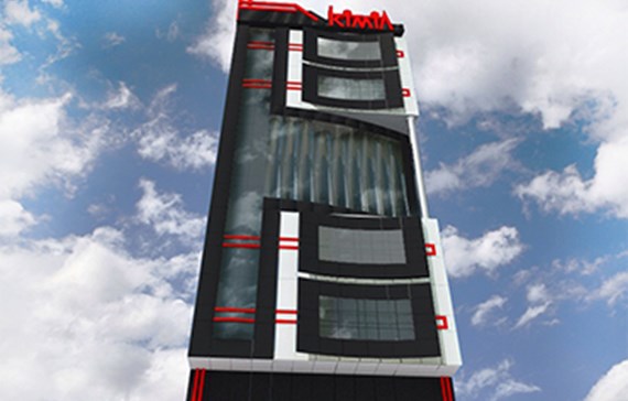 نمای سمنت برد و شیشه فریم لس در مجتمع کیمیا