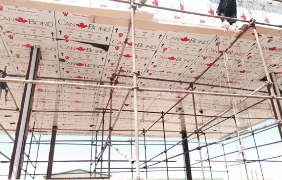 ورق کامپوزیت در نمای پمپ بنزین جاده تهران ساوه