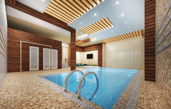 طراحی استخر با چوب ترموود و سمنت برد
