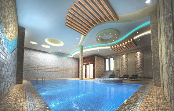 طراحی استخر با چوب ترموود و سمنت برد