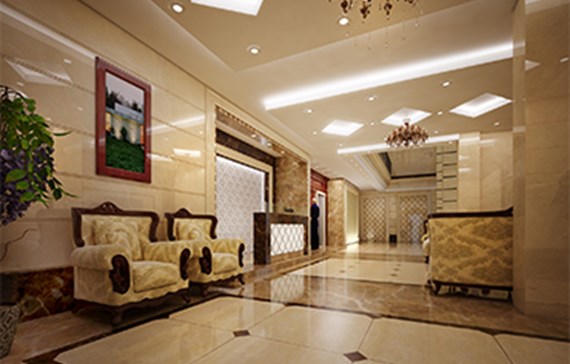 طراحی لابی با شیشه فریم لس و سمنت برد