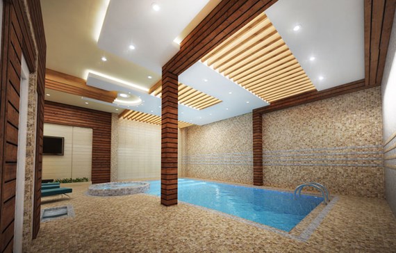 طراحی استخر با چوب ترموود و سمنت برد