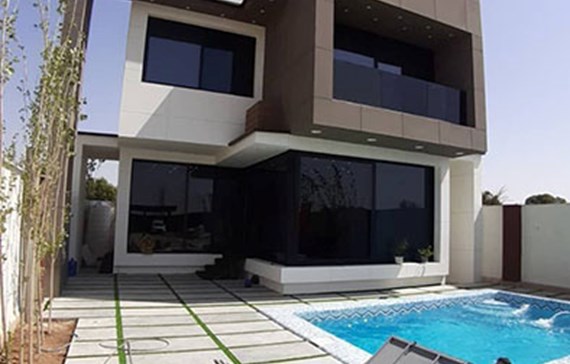 نمای ویلا با سمنت برد در کردان