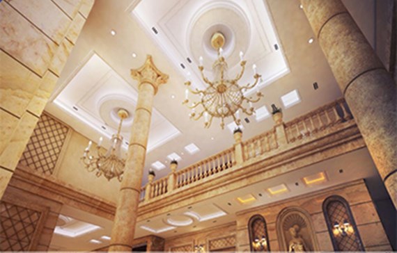 طراحی لابی با شیشه فریم لس و سمنت برد