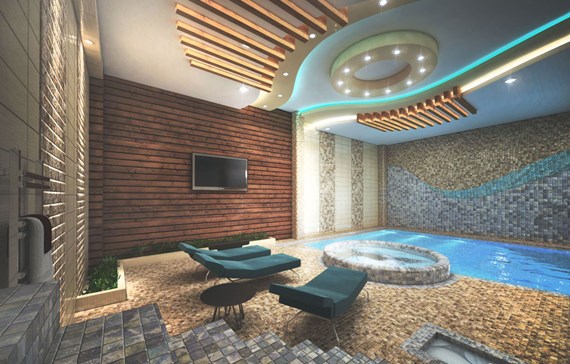 طراحی استخر با چوب ترموود و سمنت برد