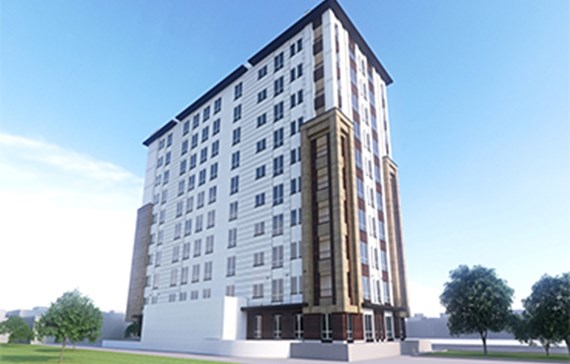 نمای چوب ترمو ساختمان مسکونی دروس