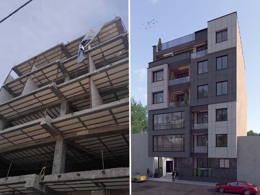 نمای ساختمان مسکونی در یزد شهر حمیدیا