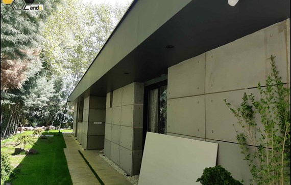 نمای ویلا با سمنت برد و بتن اکسپوز