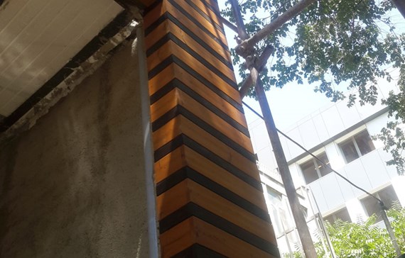 نمای ساختمان با ترموود و شیشه فریم لس